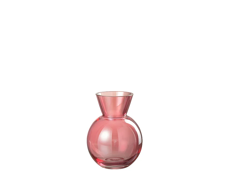 Jarrón de vidrio rojo en forma de bola de 13x13x18 cm