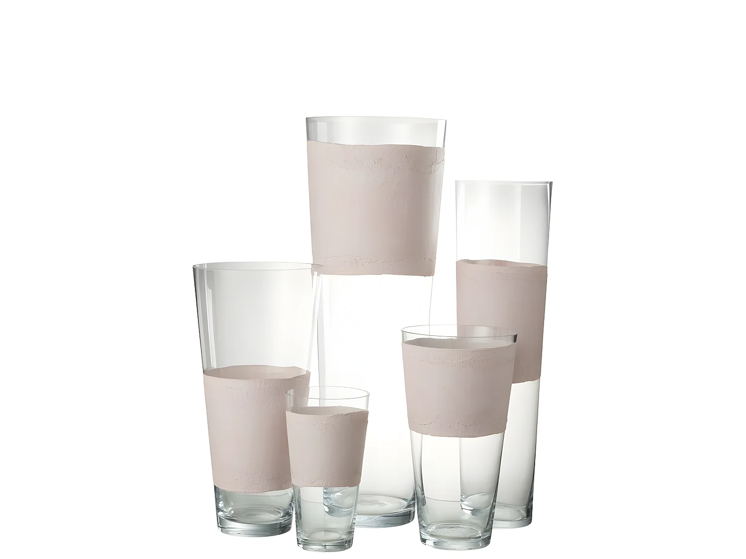 Vaso con linea in vetro rosa 17x17x60 cm