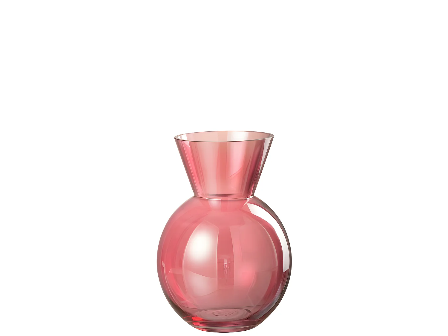 Jarrón de vidrio rojo en forma de bola de 16x16x23 cm