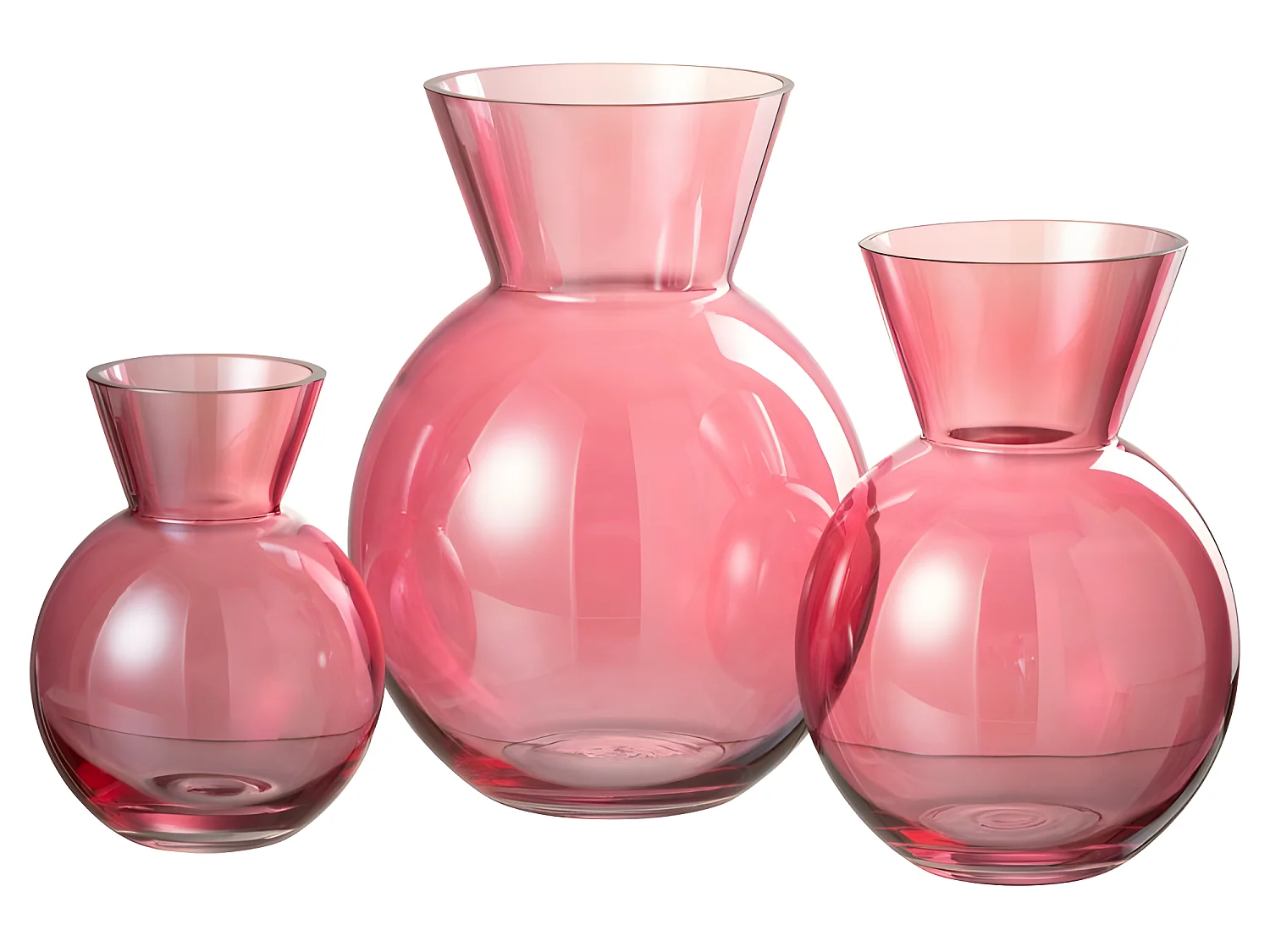 Jarrón de vidrio rojo en forma de bola de 16x16x23 cm