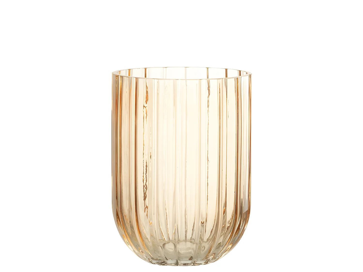 Jarrón con línea de vidrio rosa 15x15x21 cm