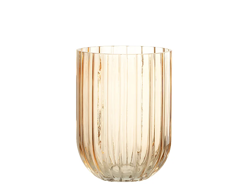 Vaso con linea in vetro rosa 15x15x21 cm