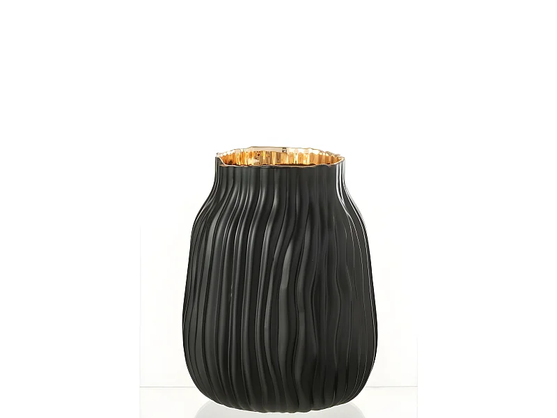 Vaso in vetro nero 16x16x20 cm