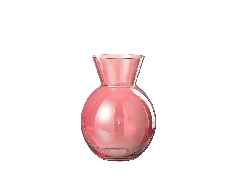 Jarrón de vidrio rojo en forma de bola de 21x21x28 cm