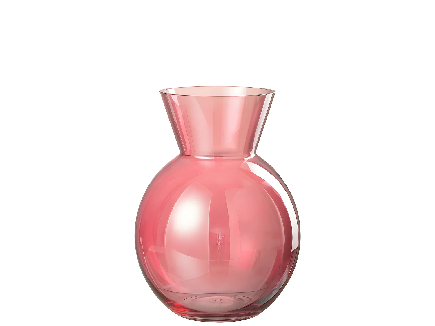 Jarrón de vidrio rojo en forma de bola de 21x21x28 cm