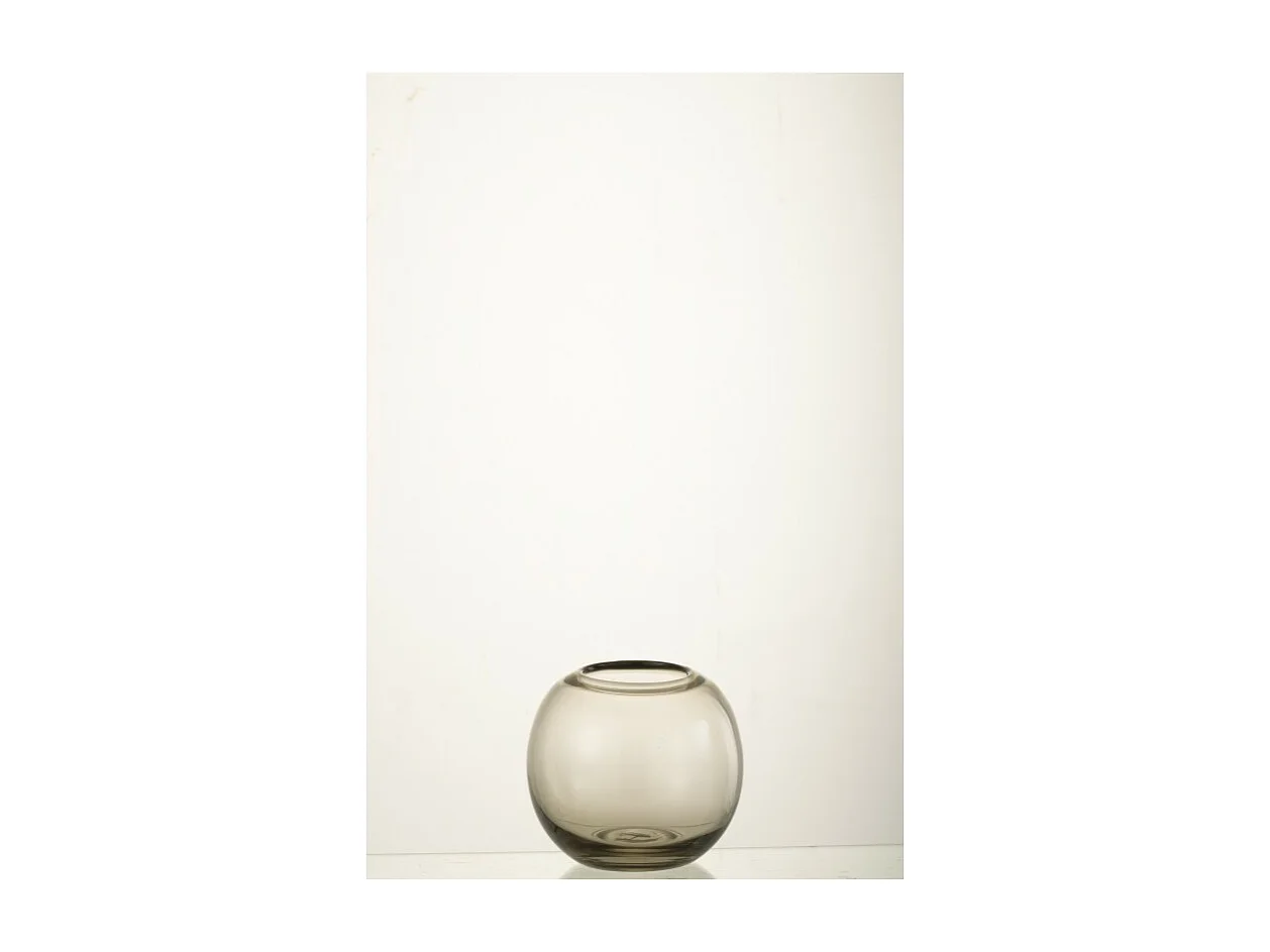 Jarrón de vidrio gris en forma de bola de 15x15x13.5 cm