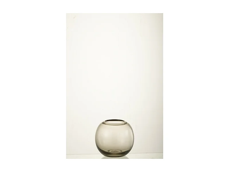 Jarrón de vidrio gris en forma de bola de 15x15x13.5 cm