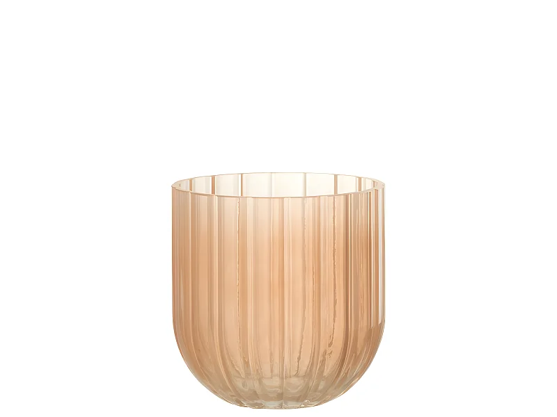 Jarrón con línea de vidrio rosa 15x15x16 cm