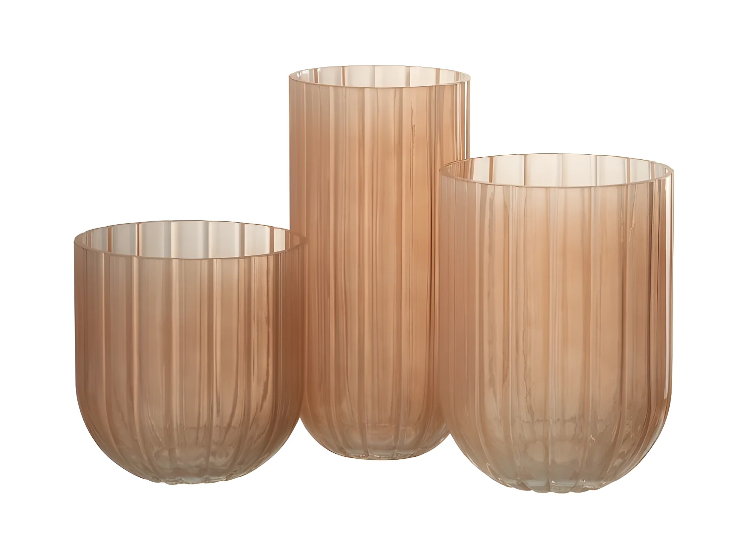 Jarrón con línea de vidrio rosa 15x15x16 cm