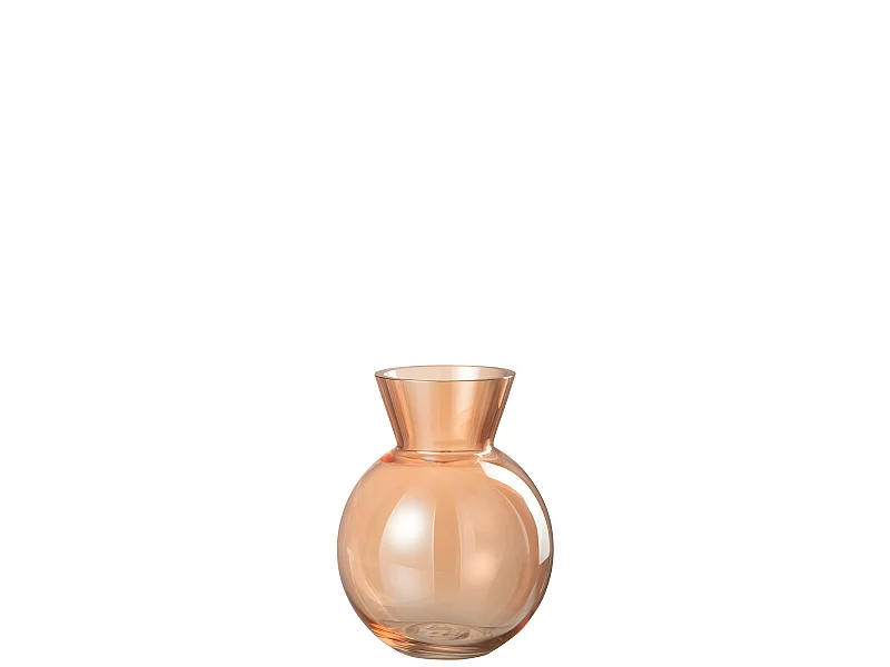 Jarrón de vidrio naranja en forma de bola de 13x13x18 cm