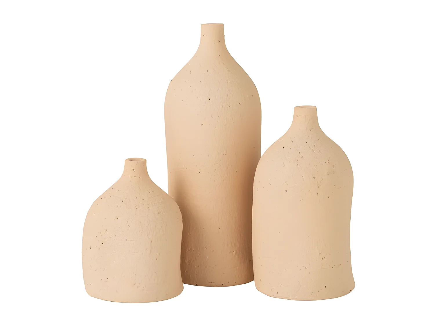 Jarrón de cerámica beige de 14x14x40 cm