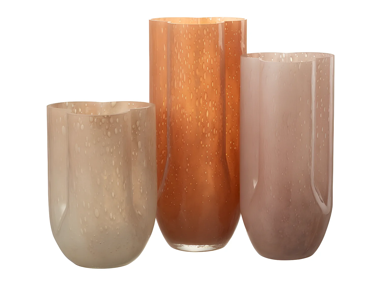 Vaso di vetro corallo 15x15x34cm