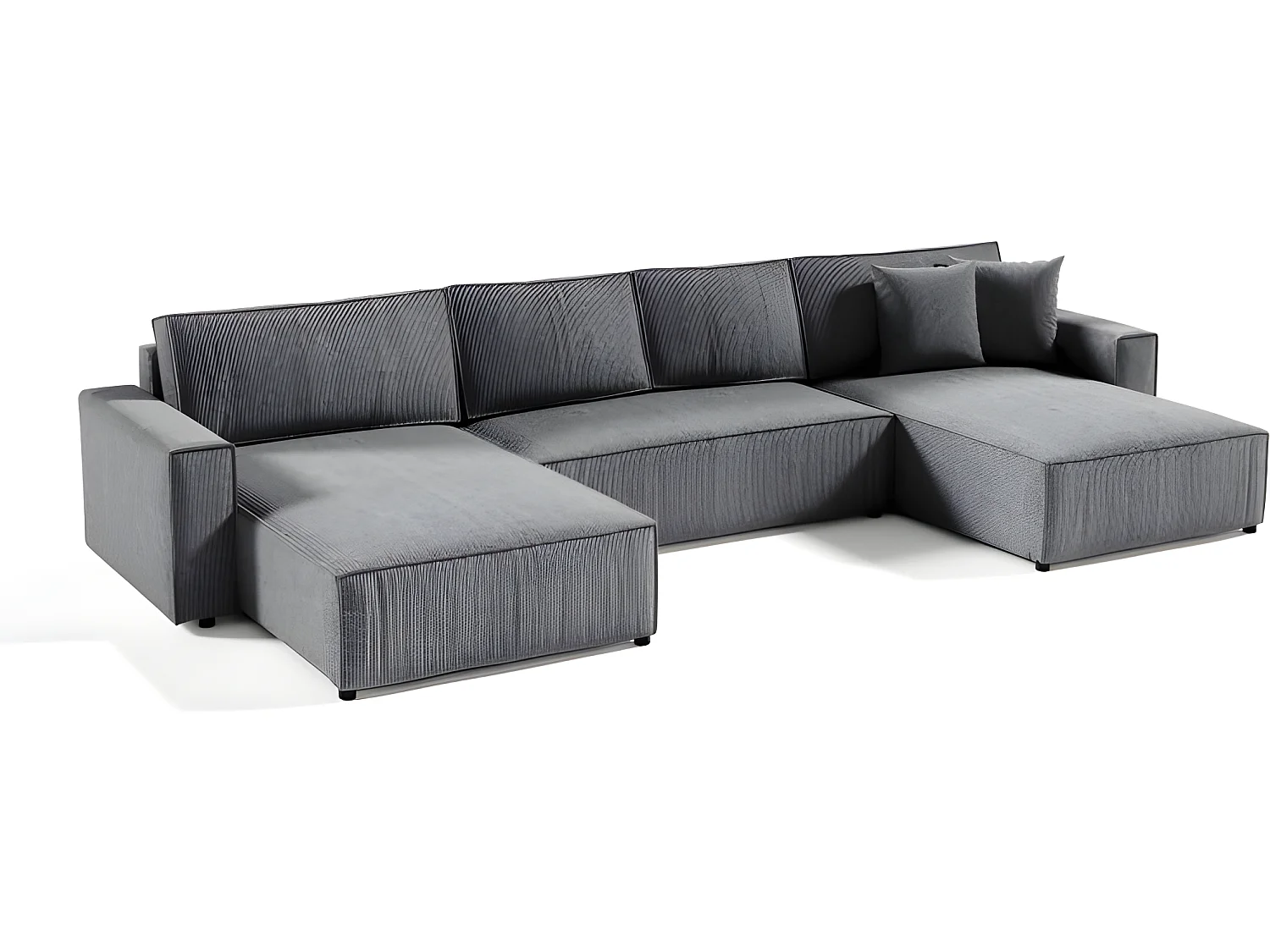 VELLA converteerbare panoramische hoekbank in donkergrijs ribfluweel