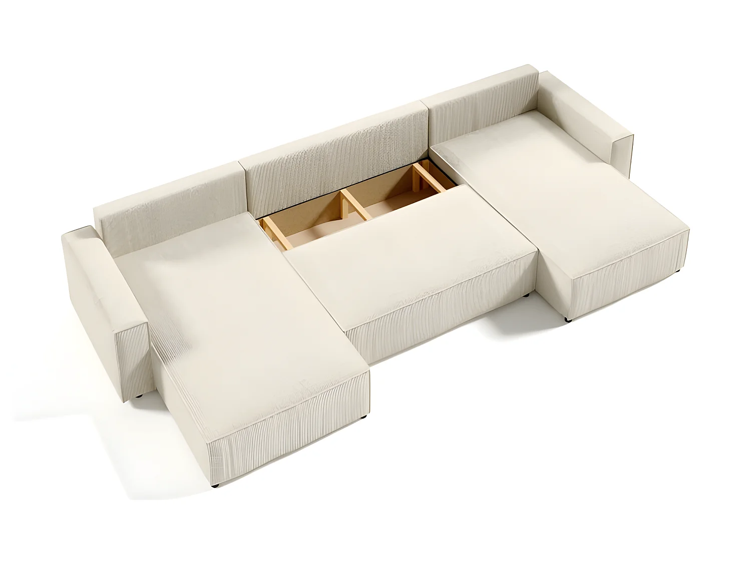 Canapé d'angle panoramique convertible VELLA en velours côtelé gris foncé