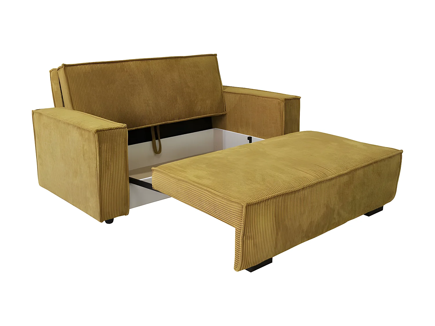 Canapé convertible STARIO en velours côtelé 2 places gris