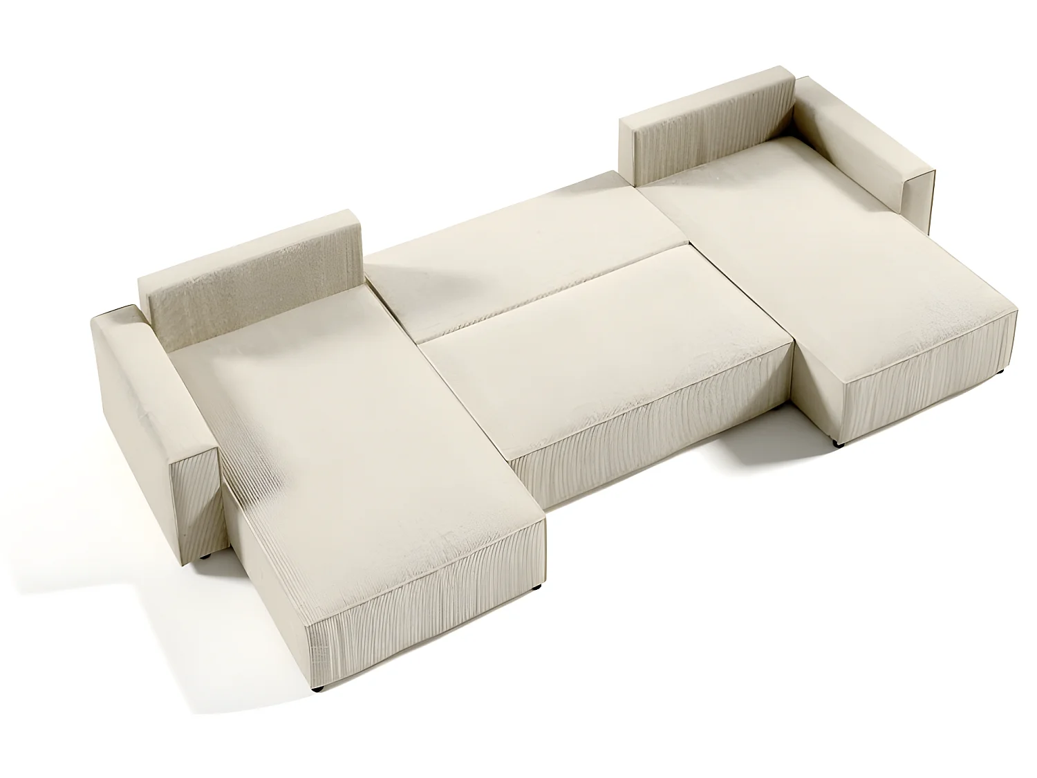 Canapé d'angle panoramique convertible VELLA en velours côtelé noir