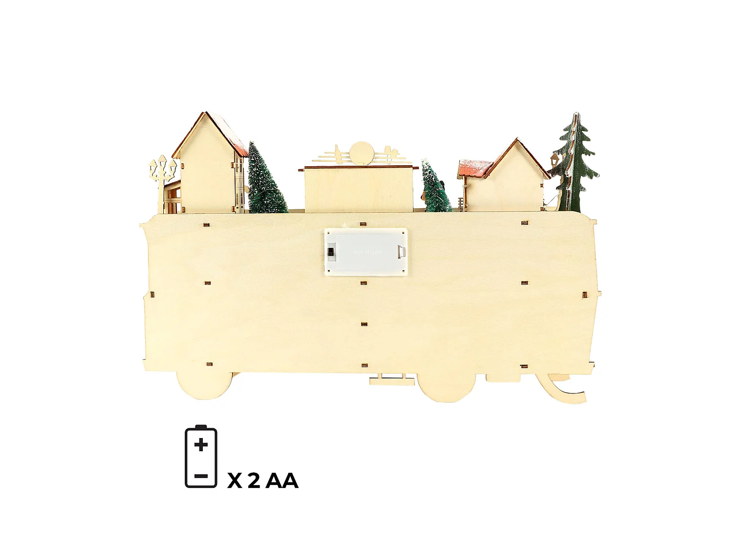 Calendrier de l'Avent en Forme de Train en Bois avec 24 Tiroirs et Lumières Idée de Cadeau