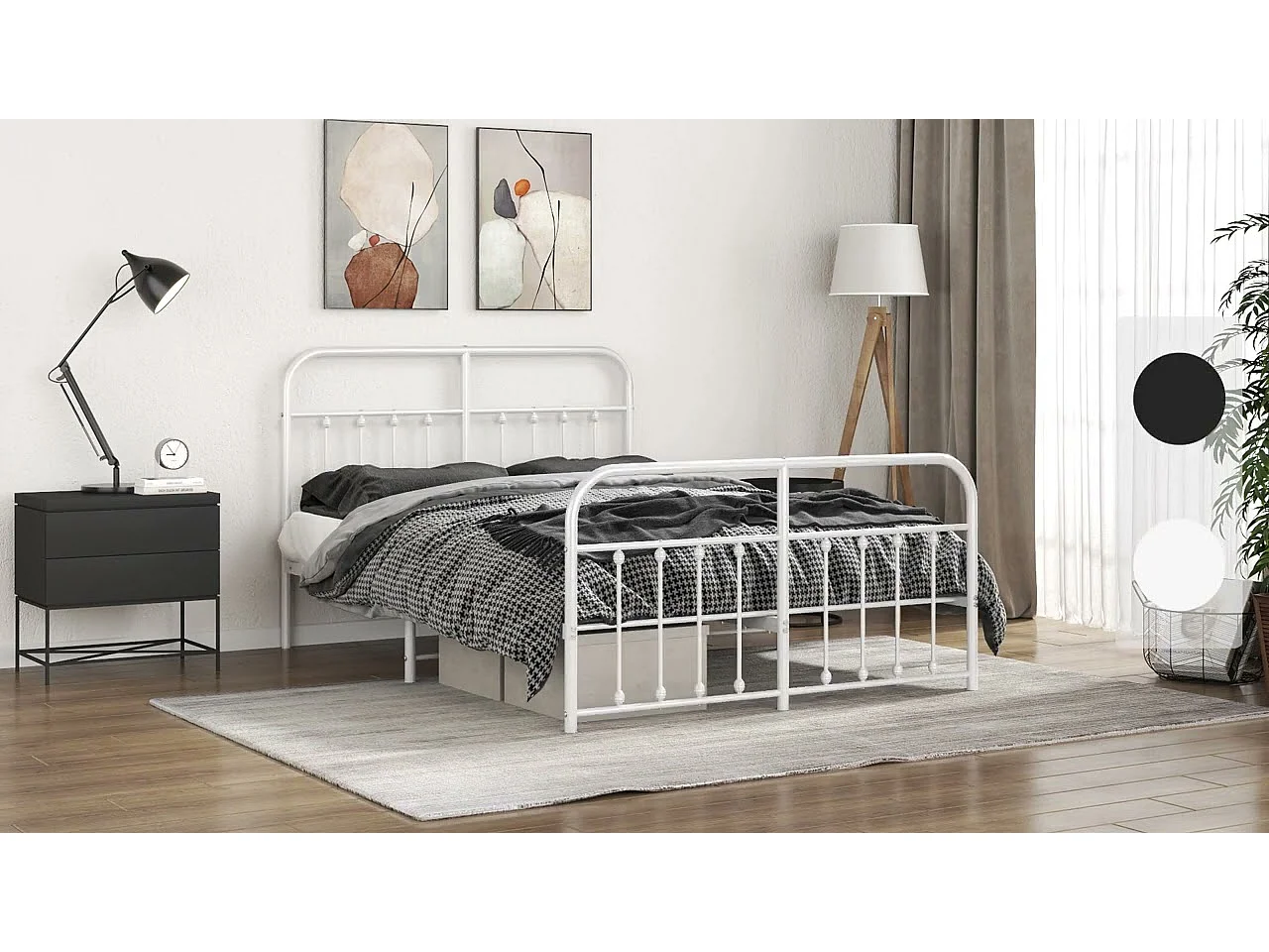 Bedframe met hoofd- en voeteneinde metaal zwart 150x200 cm