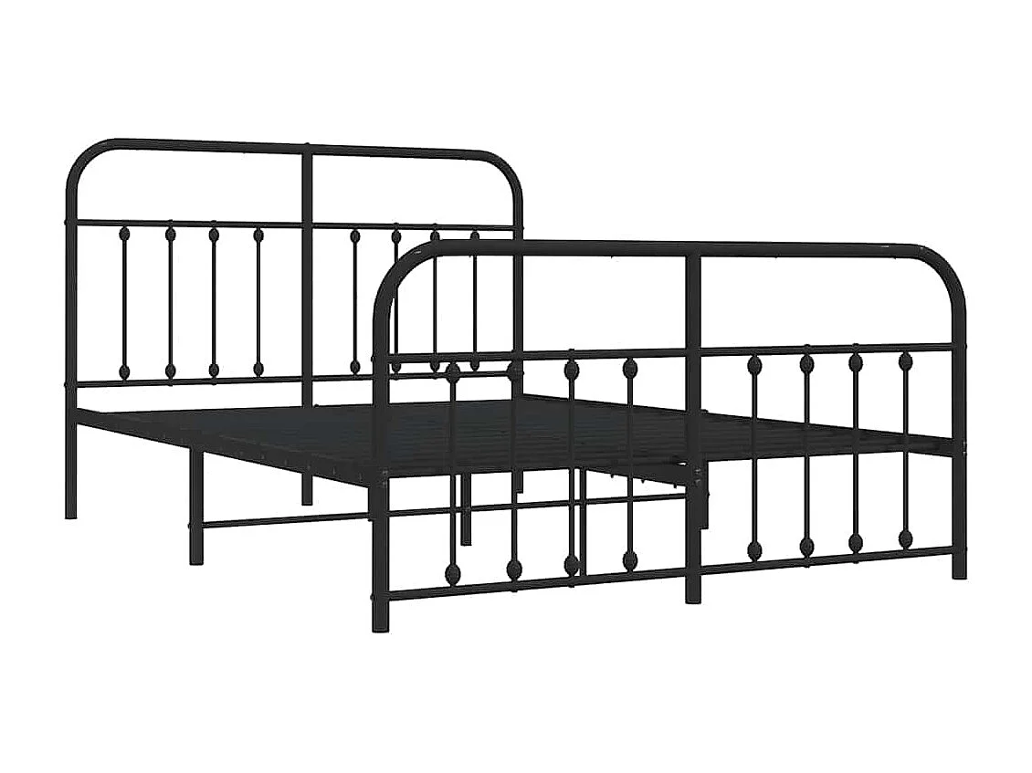 Bedframe met hoofd- en voeteneinde metaal zwart 150x200 cm