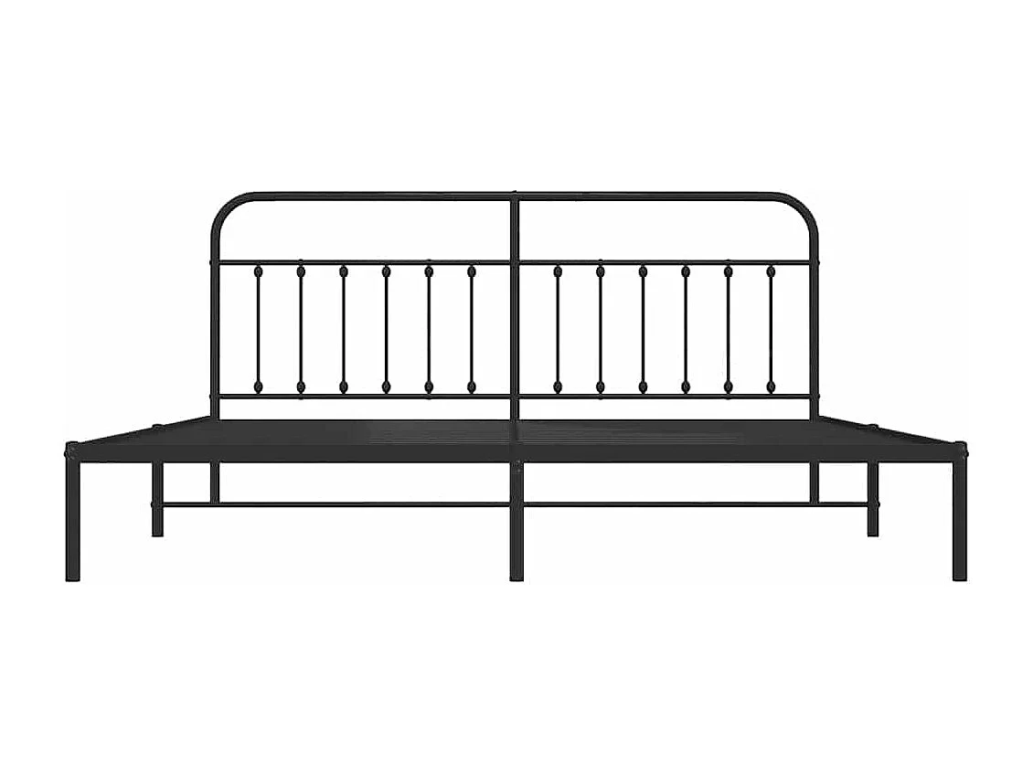 Cadre de lit métal sans matelas avec tête de lit noir 200x200cm