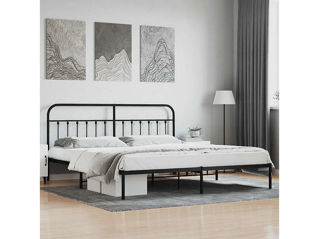 Bettgestell mit Kopfteil Metall Schwarz 200x200 cm