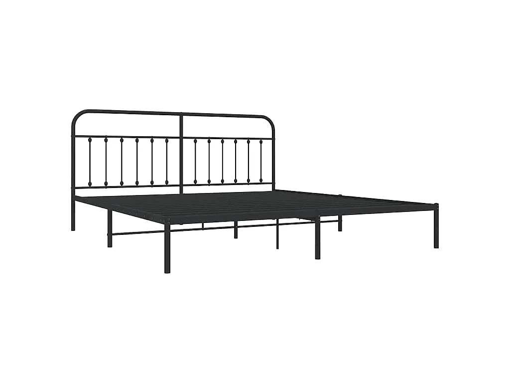 Giroletto con Testiera in Metallo Nero 200x200 cm