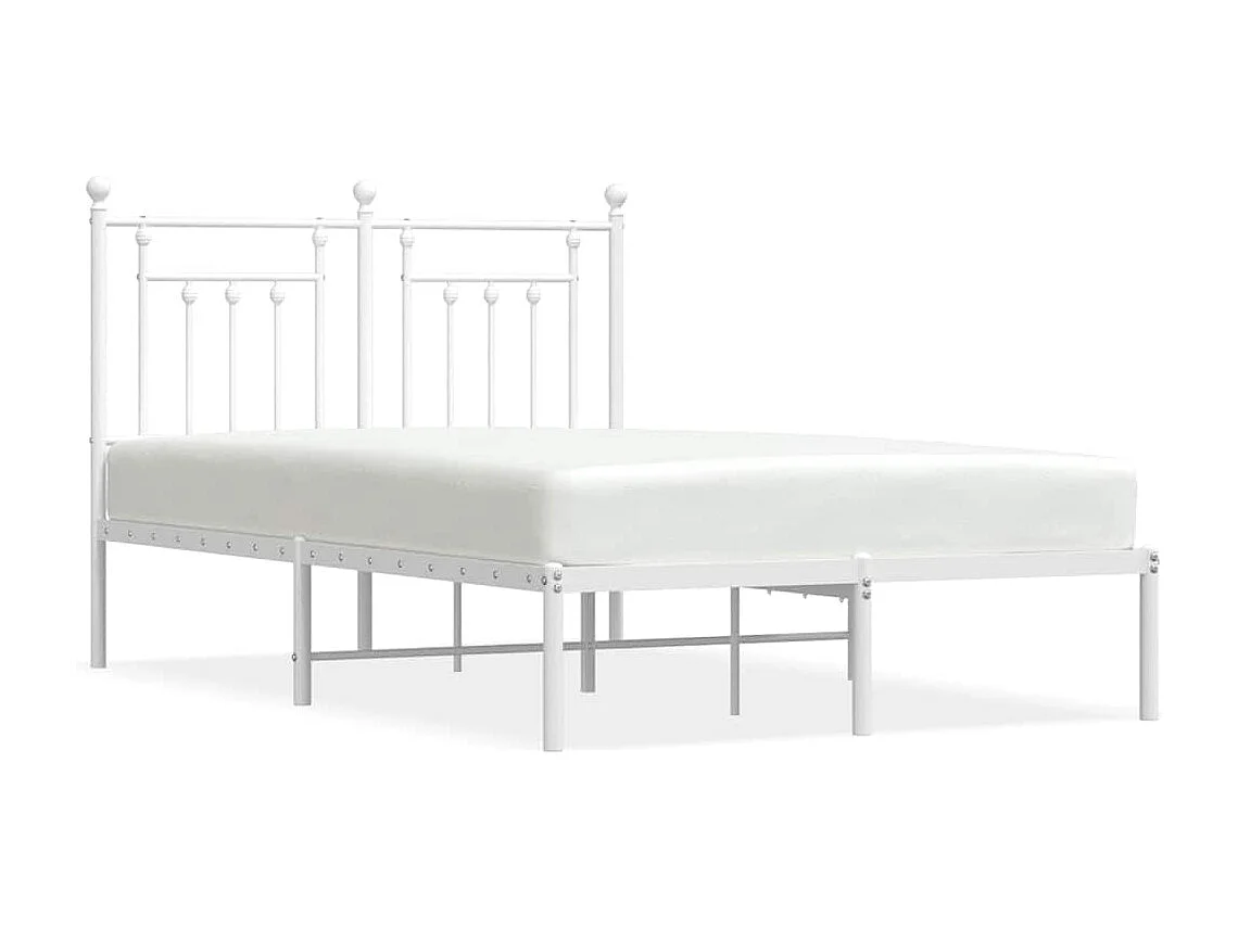 Cadre de lit métal sans matelas et tête de lit blanc 135x190 cm