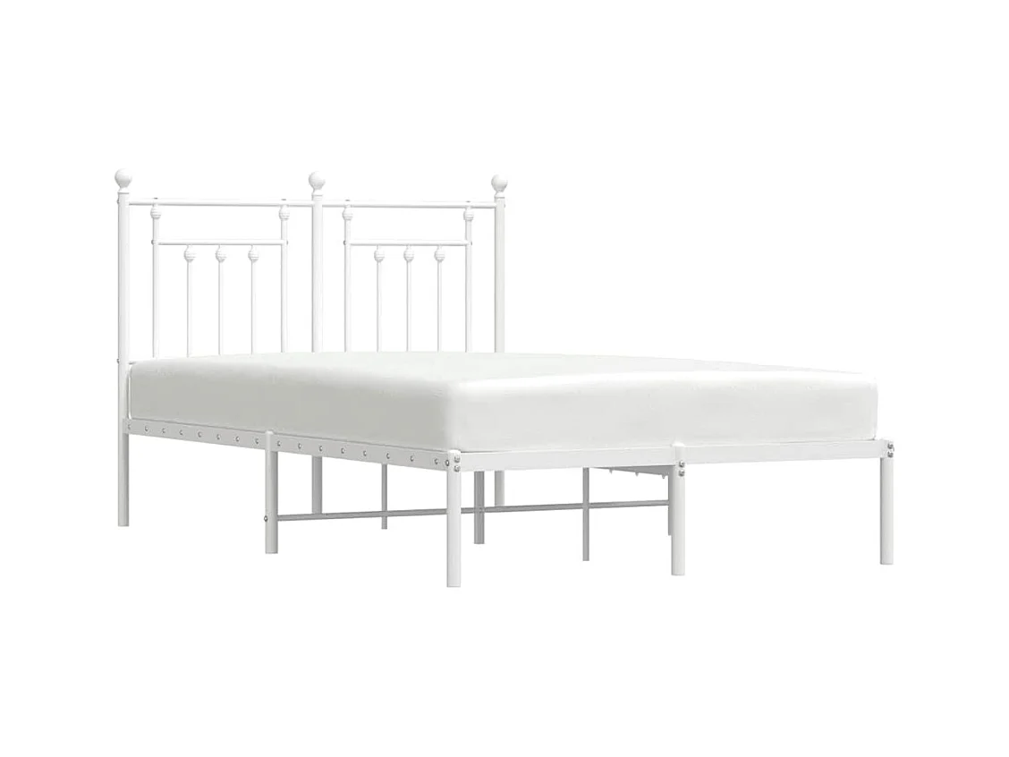 Cadre de lit métal sans matelas et tête de lit blanc 135x190 cm