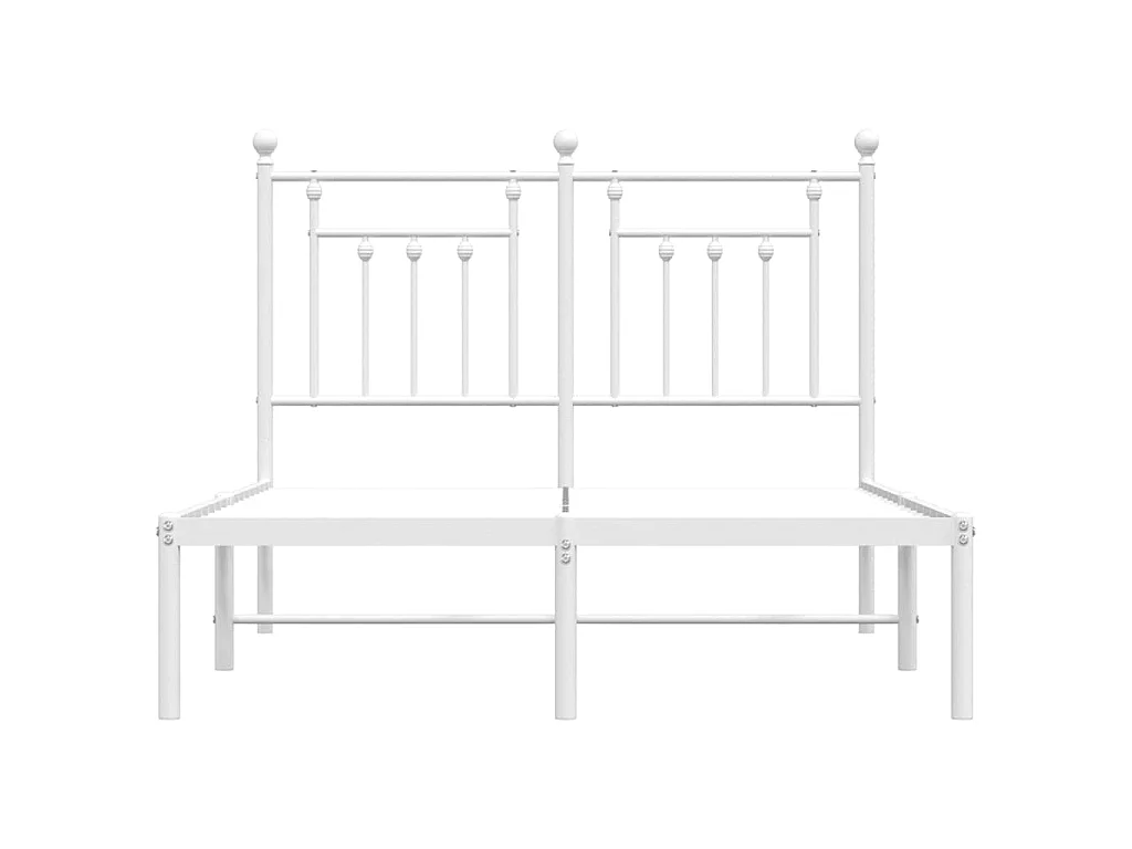 Cadre de lit métal sans matelas et tête de lit blanc 135x190 cm