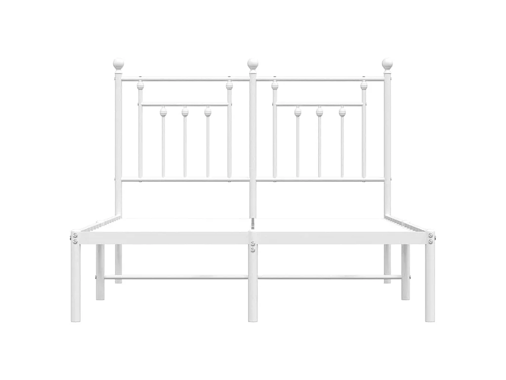 Cadre de lit métal sans matelas et tête de lit blanc 135x190 cm