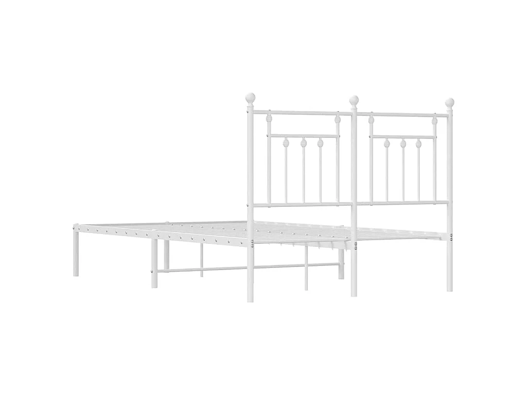 Cadre de lit métal sans matelas et tête de lit blanc 135x190 cm