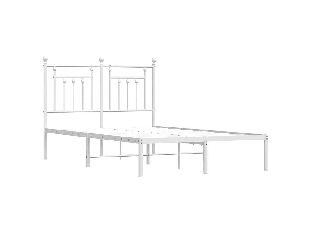 Cadre de lit métal sans matelas et tête de lit blanc 135x190 cm