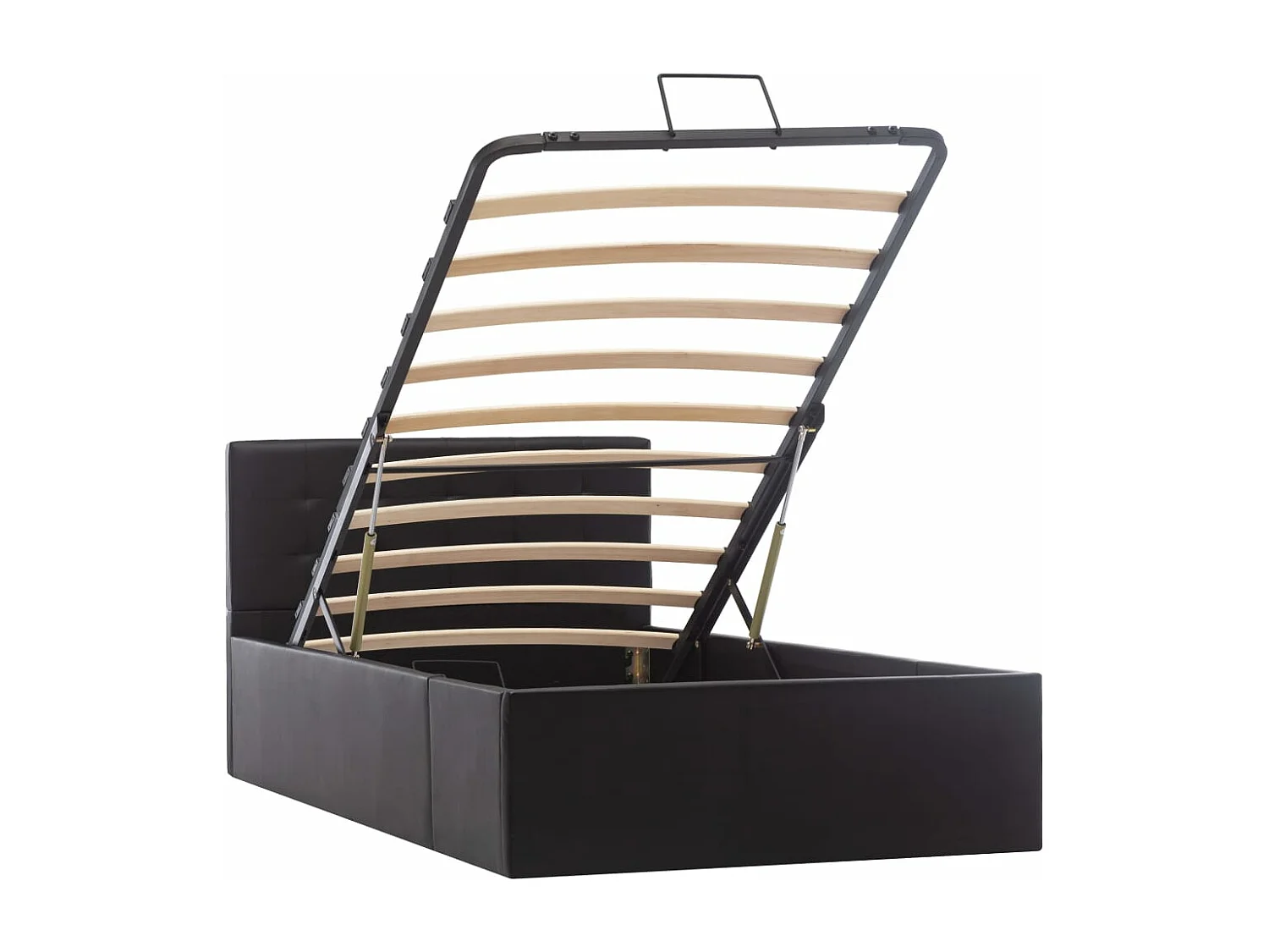 Cadre de lit à rangement hydraulique Noir Similicuir 100x200 cm