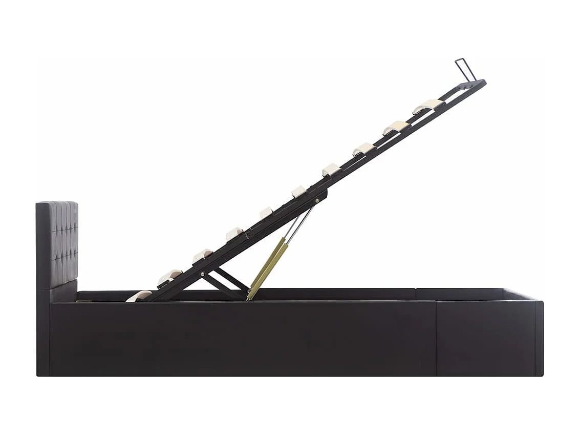 Cadre de lit à rangement hydraulique Noir Similicuir 100x200 cm