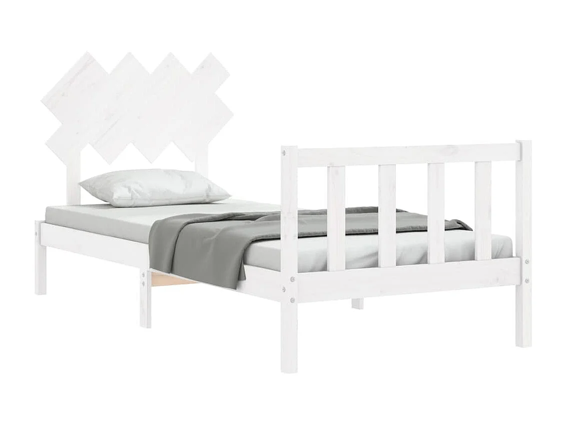 Cadre de lit sans matelas blanc bois de pin massif