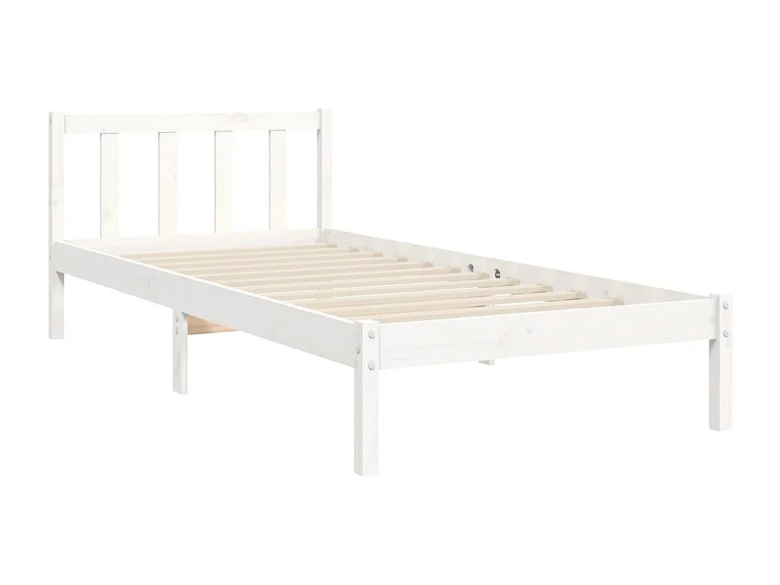 Cadre de lit sans matelas blanc bois de pin massif