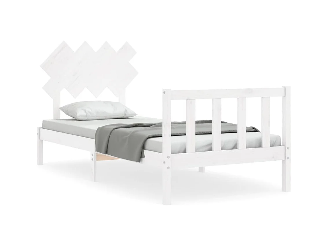 Bedframe met hoofdbord massief hout wit
