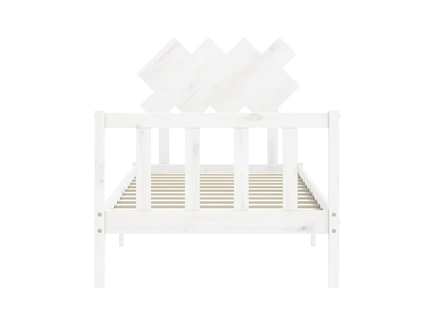 Bedframe met hoofdbord massief hout wit