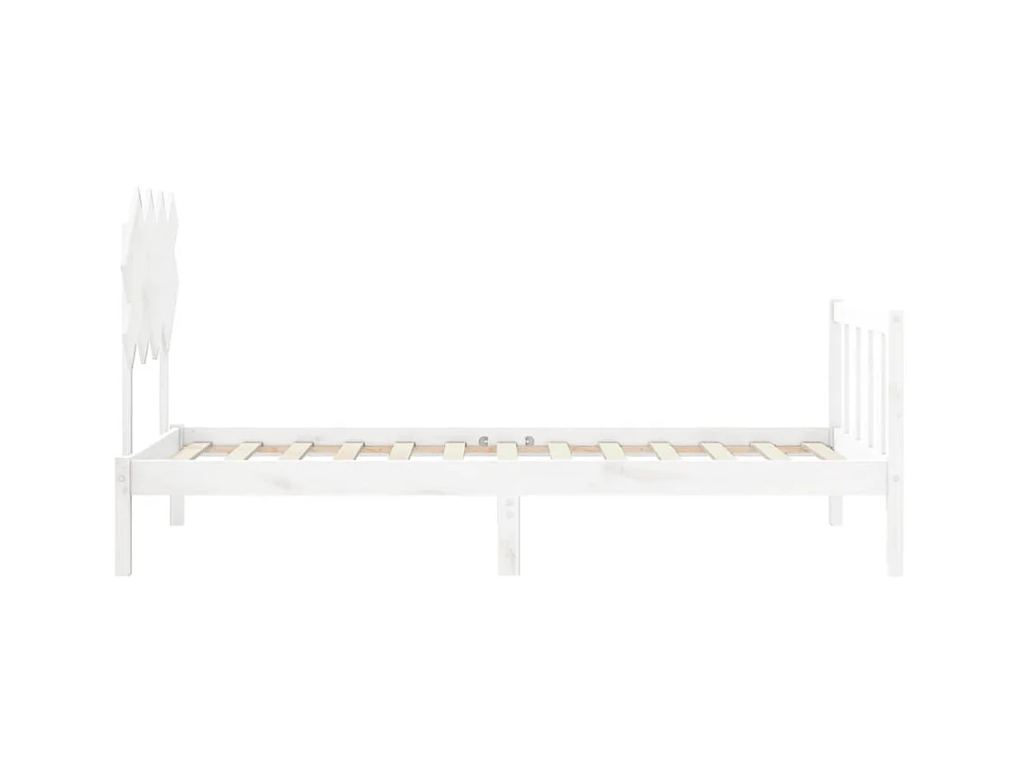 Bedframe met hoofdbord massief hout wit