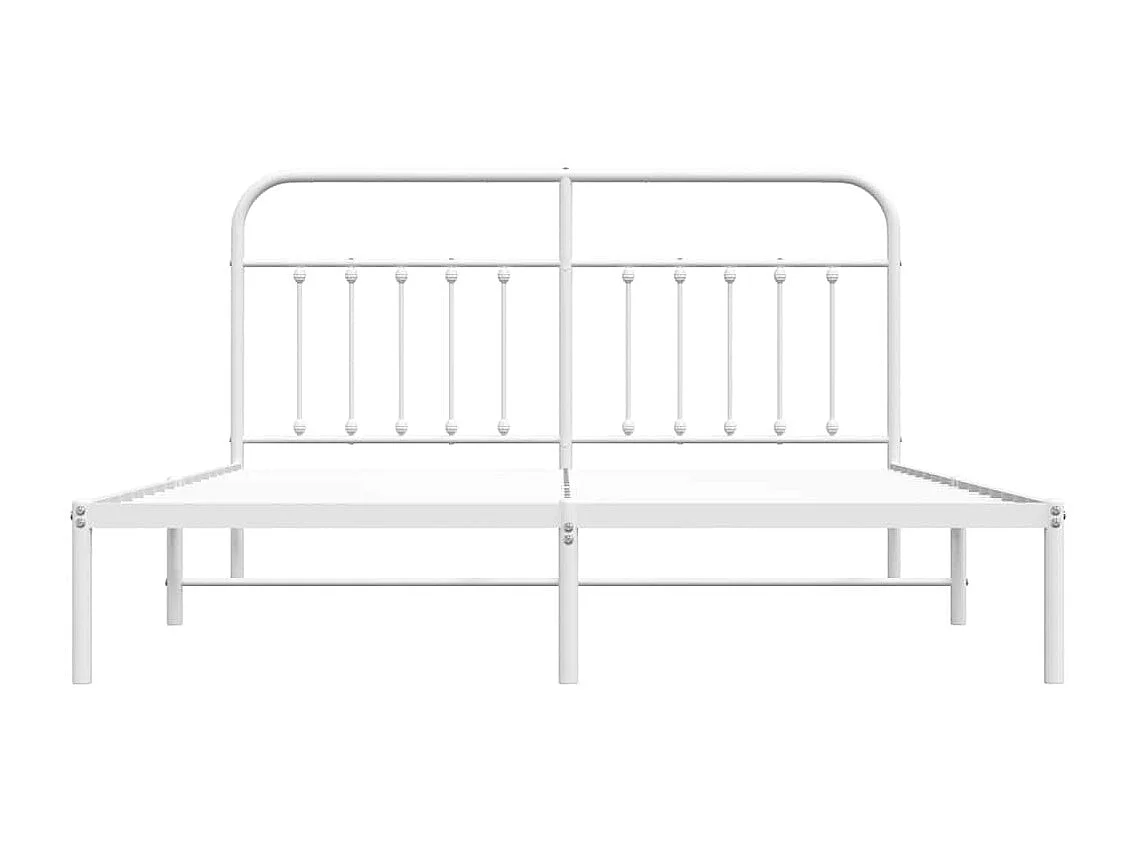 Cadre de lit métal sans matelas et tête de lit blanc 160x200 cm