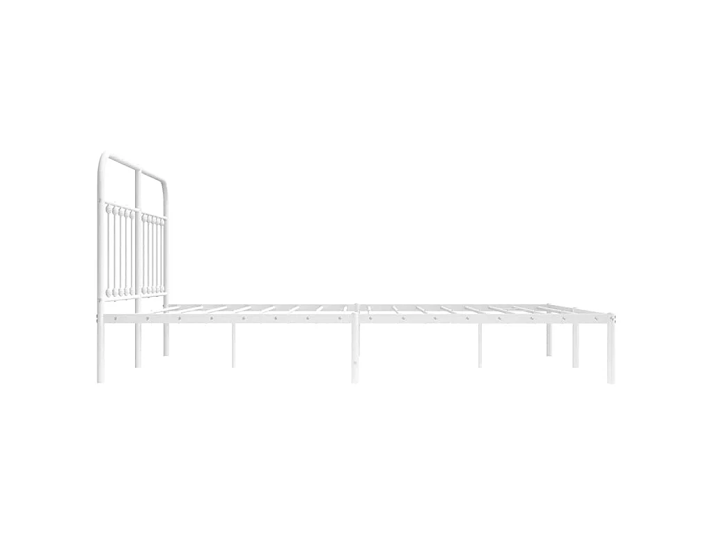 Cadre de lit métal sans matelas et tête de lit blanc 160x200 cm