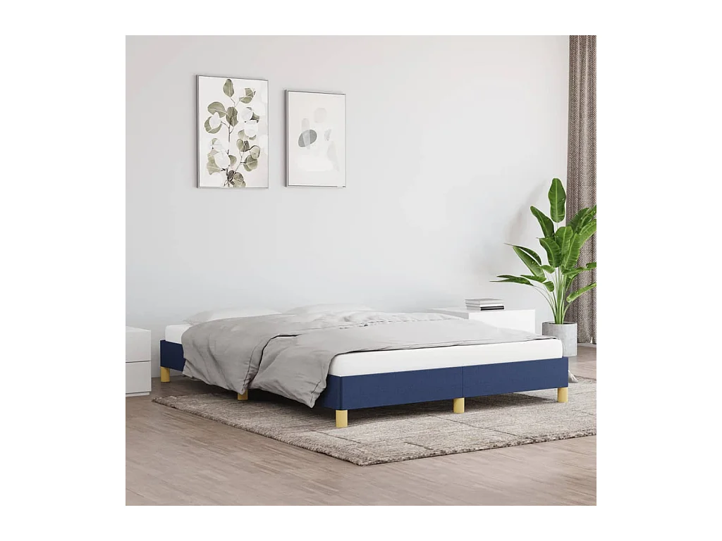 Cadre de lit sans matelas bleu 160x200 cm tissu