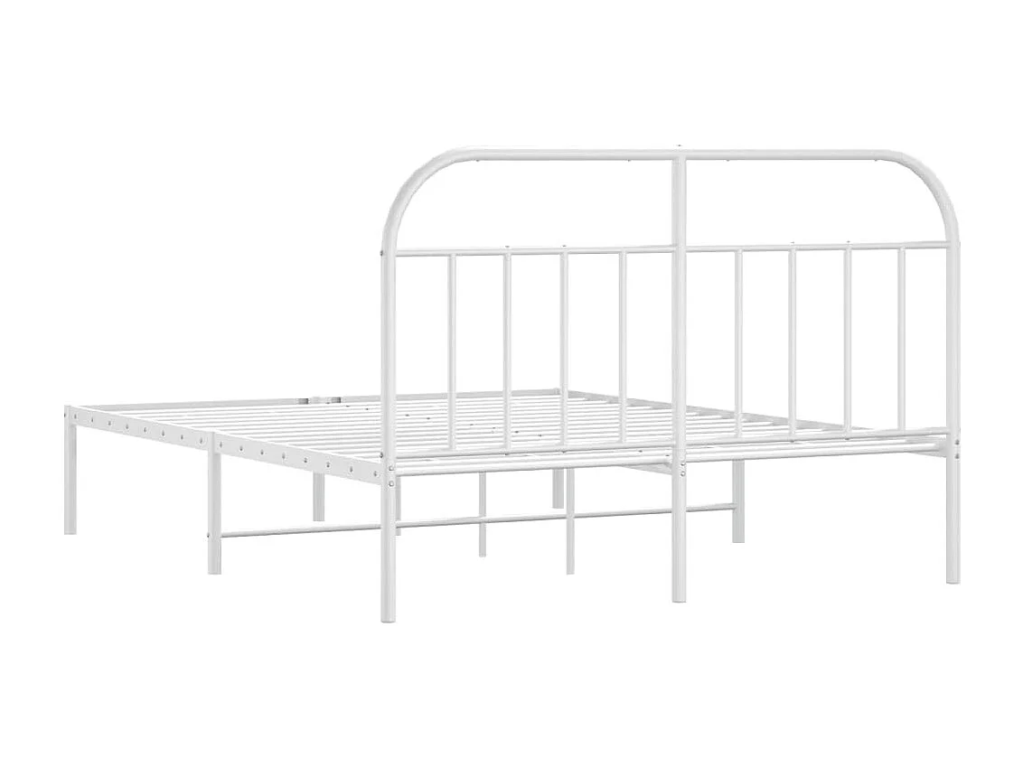 Cadre de lit métal sans matelas et tête de lit blanc 180x200 cm