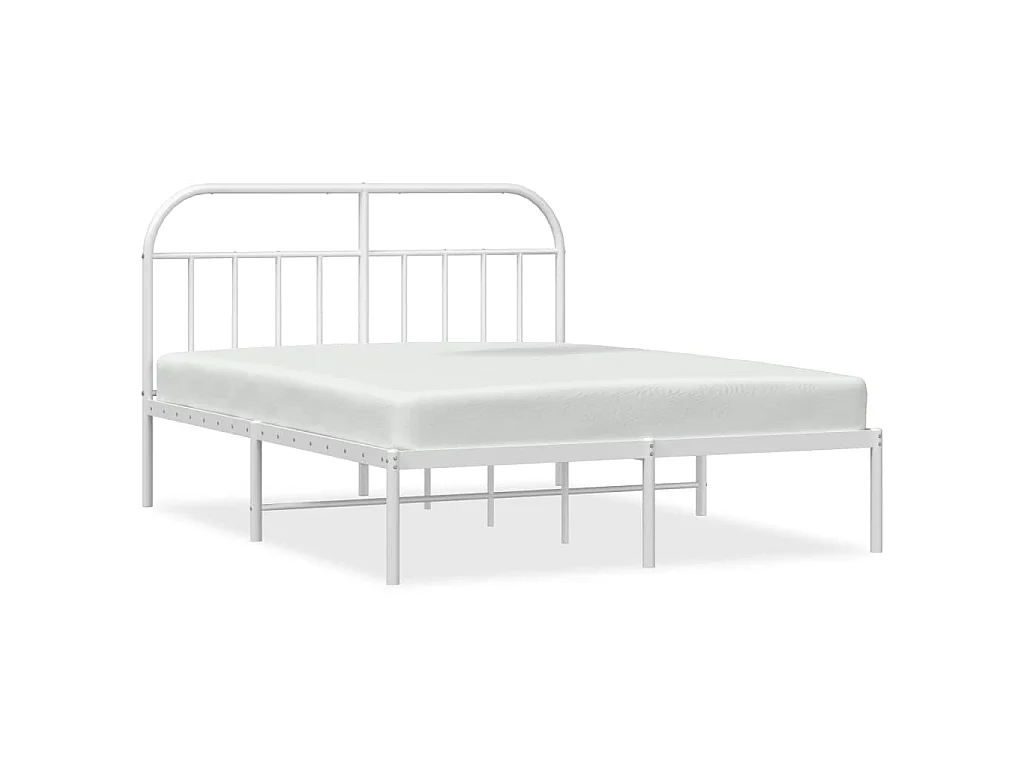 Cadre de lit métal sans matelas et tête de lit blanc 180x200 cm