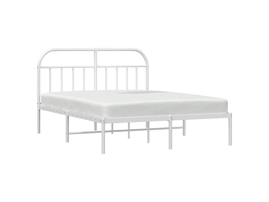 Cadre de lit métal sans matelas et tête de lit blanc 180x200 cm