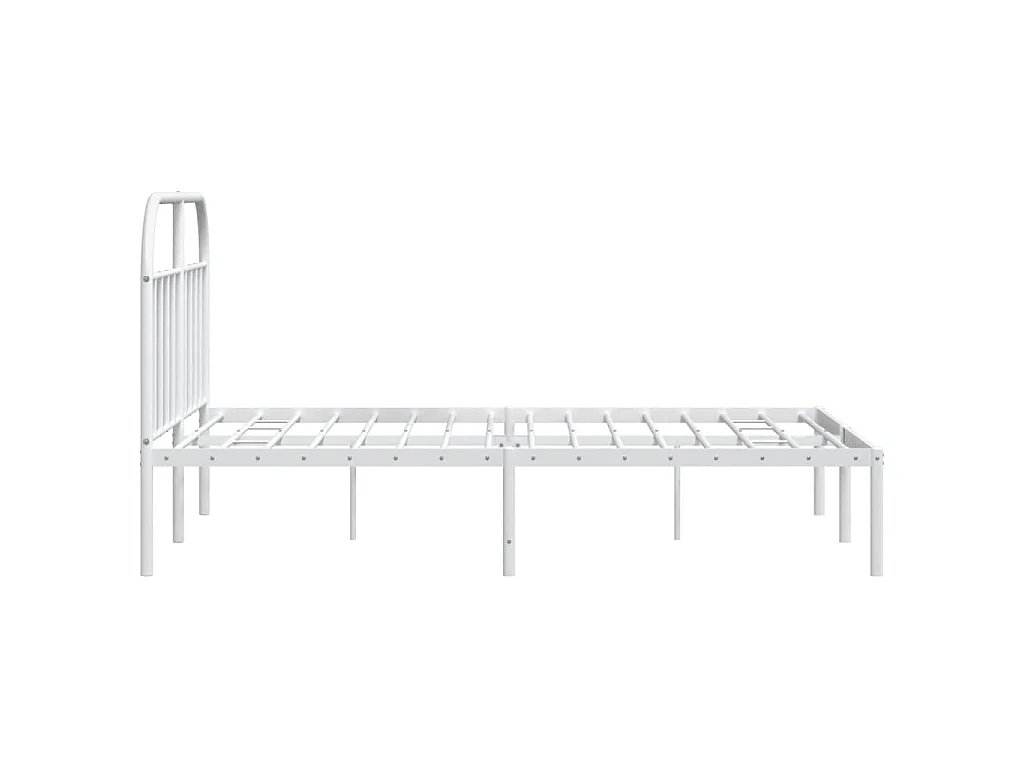 Cadre de lit métal sans matelas et tête de lit blanc 180x200 cm