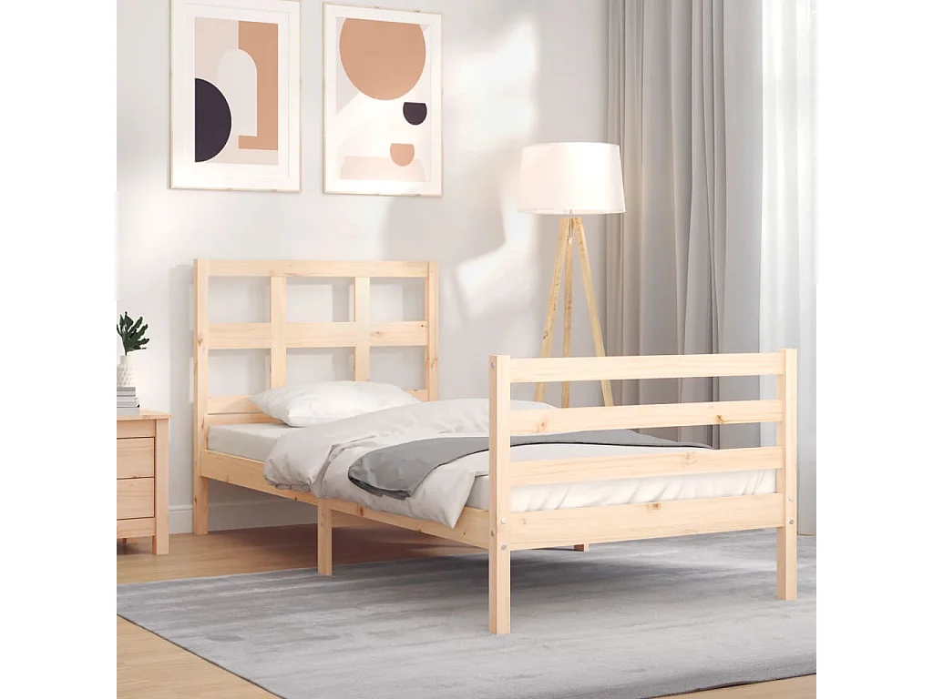 Bedframe met hoofdbord massief hout