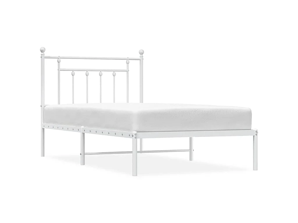 Estructura cama sin colchón con cabecero metal blanco 100x190cm