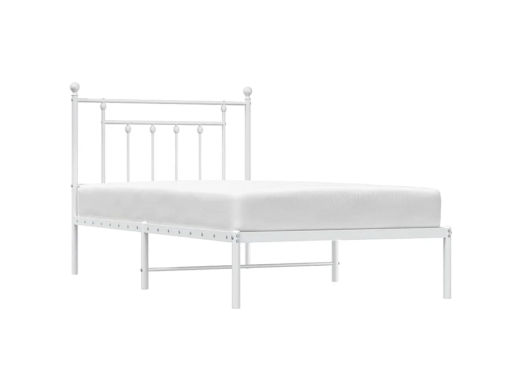 Estructura cama sin colchón con cabecero metal blanco 100x190cm