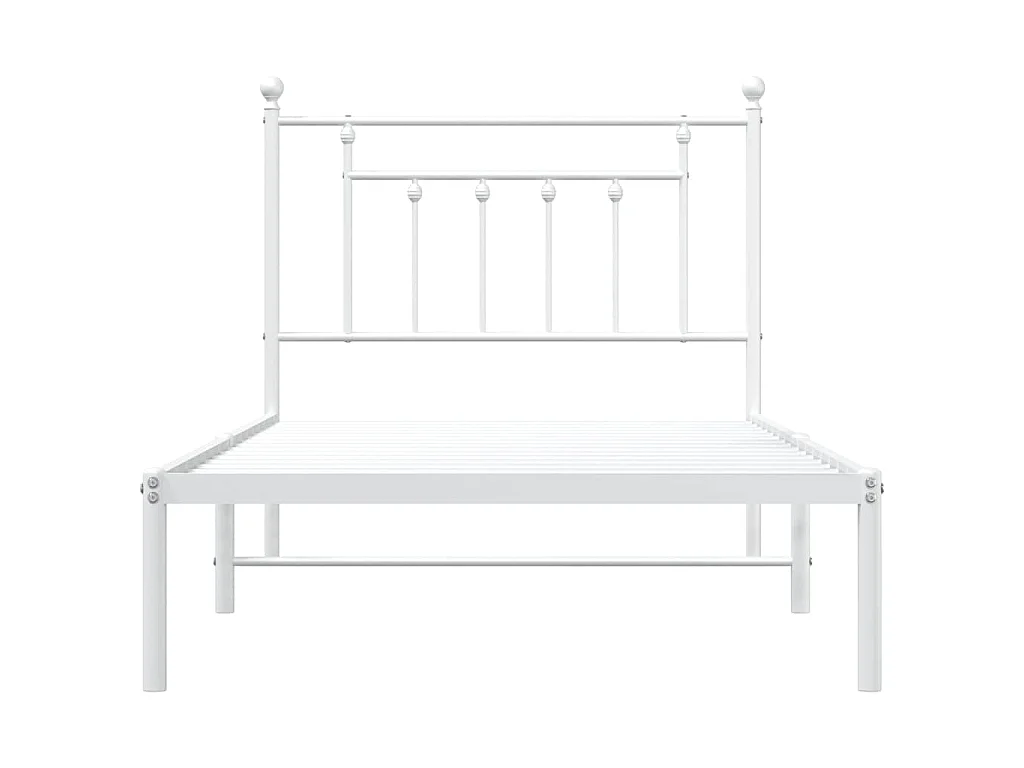 Estructura cama sin colchón con cabecero metal blanco 100x190cm